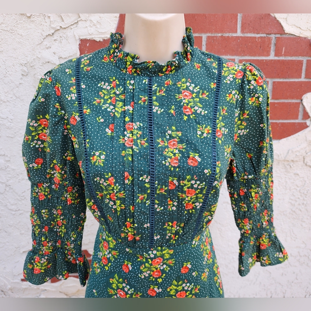 Laura Ashley Green Floral Mini Dress - Picture 7 of 16